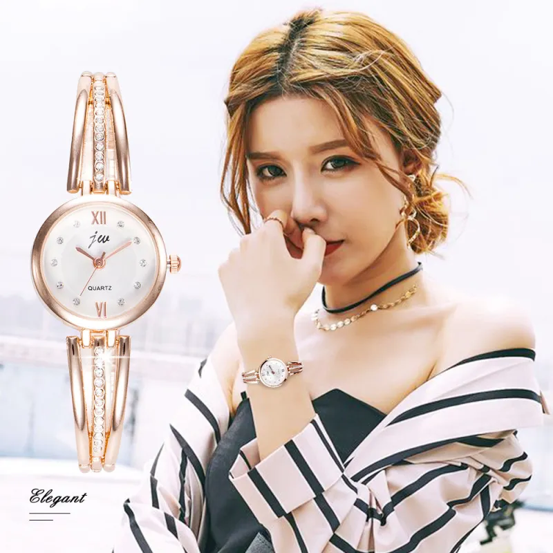 Women's Fashion Simple Diamond Dial Alloy Bracelet Quartz Watch