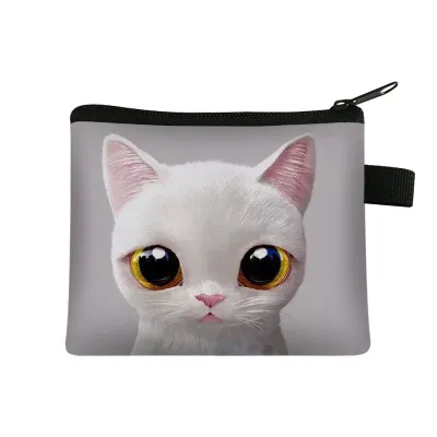 Kids Unisex Cute Cat Print Coin Purse with Zipper