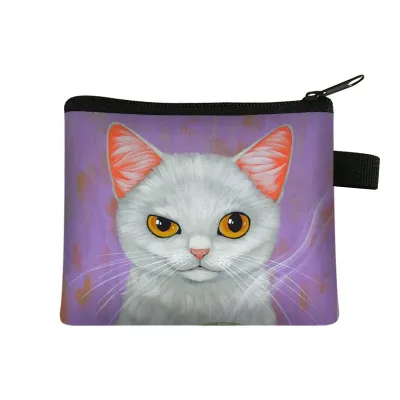 Kids Unisex Cute Cat Print Coin Purse with Zipper