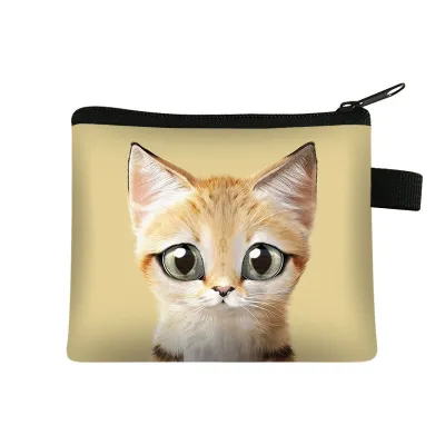 Kids Unisex Cute Cat Print Coin Purse with Zipper