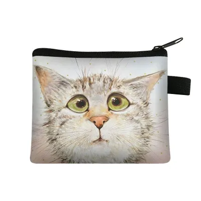 Kids Unisex Cute Cat Print Coin Purse with Zipper