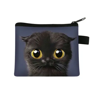 Kids Unisex Cute Cat Print Coin Purse with Zipper