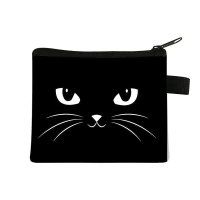 Kids Unisex Cute Cat Print Coin Purse with Zipper