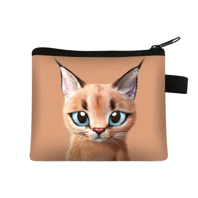 Kids Unisex Cute Cat Print Coin Purse with Zipper