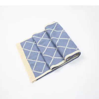 Unisex Winter Long Thickened Double-Sided Diamond Jacquard Wool Knitted Scarf