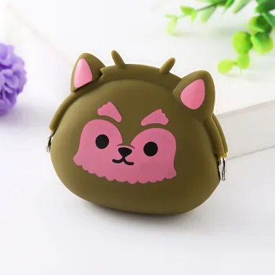 Kids Animal Cartoon Creative Clip Silicone Heart Coin Purse