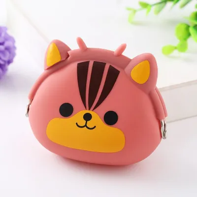 Kids Animal Cartoon Creative Clip Silicone Heart Coin Purse
