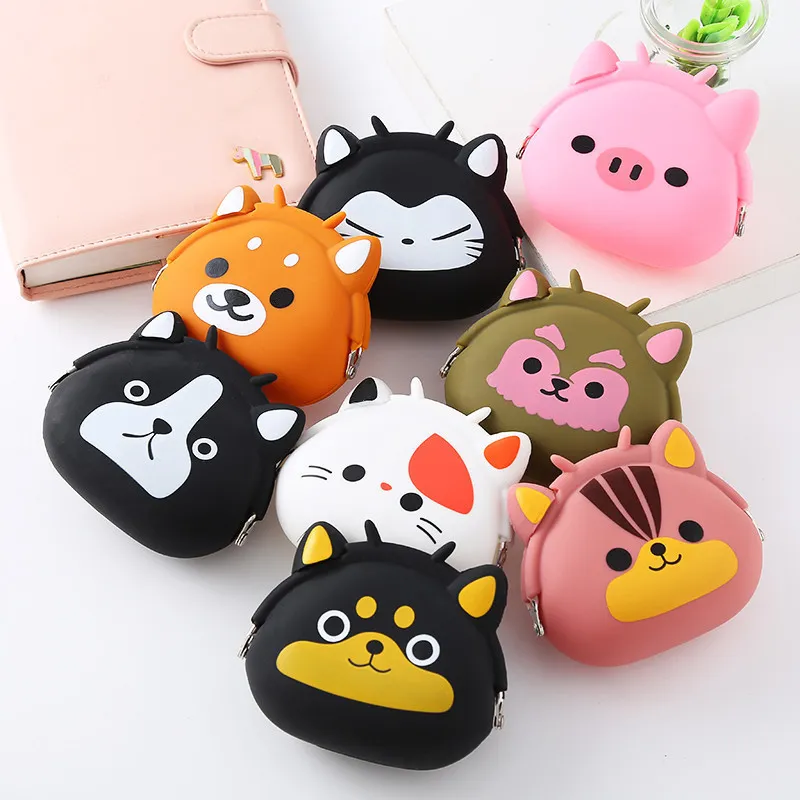 Kids Animal Cartoon Creative Clip Silicone Heart Coin Purse