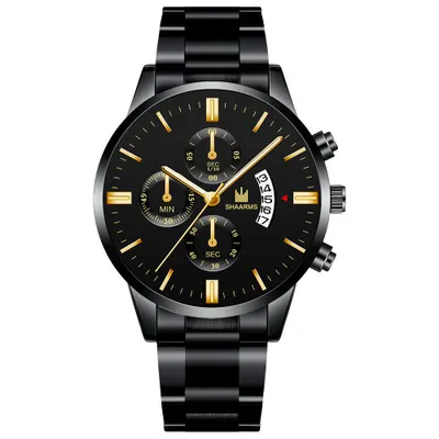Men Business Round Dial Simple Scale Calendar Quartz Watch