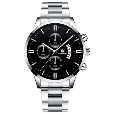 Men Business Round Dial Simple Scale Calendar Quartz Watch