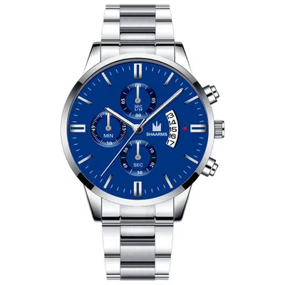 Men Business Round Dial Simple Scale Calendar Quartz Watch