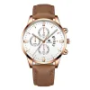 Brown Belt Rose Gold Shell White Face Rose Gold Needle