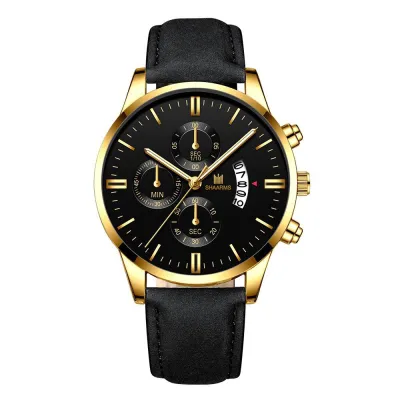 Men Business Round Dial Simple Scale Calendar Quartz Watch