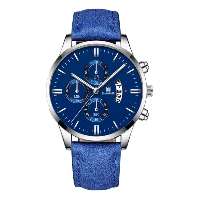 Men Business Round Dial Simple Scale Calendar Quartz Watch
