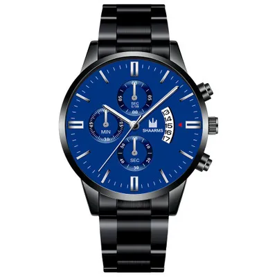 Men Business Round Dial Simple Scale Calendar Quartz Watch