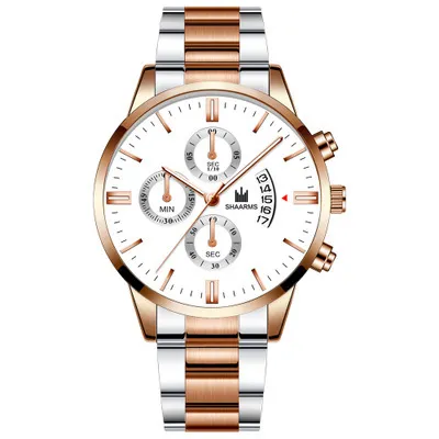 Men Business Round Dial Simple Scale Calendar Quartz Watch