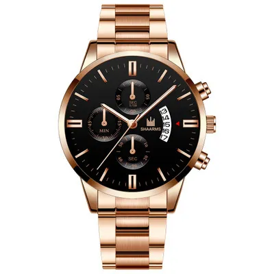 Men Business Round Dial Simple Scale Calendar Quartz Watch