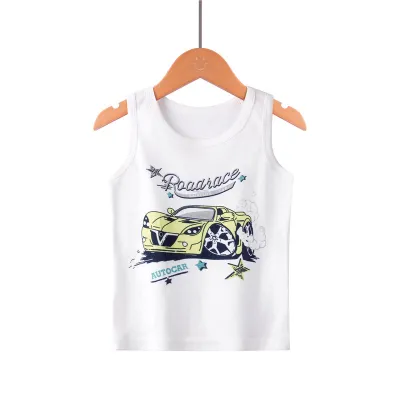 Unisex Kids Toddler Fashion Cotton Print Ribbed Thin Camisole Top Crew Neck Letter Pattern Knitted Vest