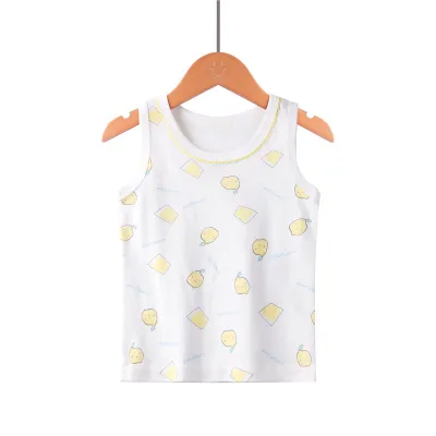 Unisex Kids Toddler Fashion Cotton Print Ribbed Thin Camisole Top Crew Neck Letter Pattern Knitted Vest