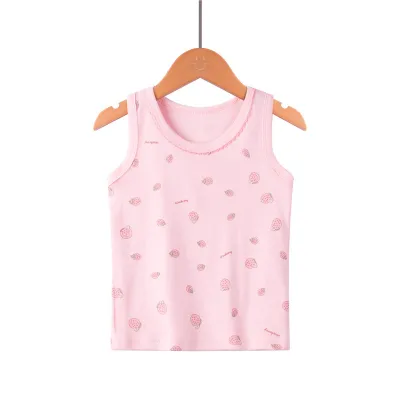 Unisex Kids Toddler Fashion Cotton Print Ribbed Thin Camisole Top Crew Neck Letter Pattern Knitted Vest