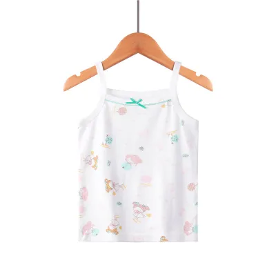 Unisex Kids Toddler Fashion Cotton Print Ribbed Thin Camisole Top Crew Neck Letter Pattern Knitted Vest