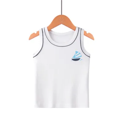 Unisex Kids Toddler Fashion Cotton Print Ribbed Thin Camisole Top Crew Neck Letter Pattern Knitted Vest
