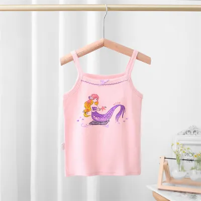 Unisex Kids Toddler Fashion Cotton Print Ribbed Thin Camisole Top Crew Neck Letter Pattern Knitted Vest