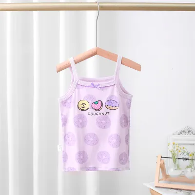Unisex Kids Toddler Fashion Cotton Print Ribbed Thin Camisole Top Crew Neck Letter Pattern Knitted Vest