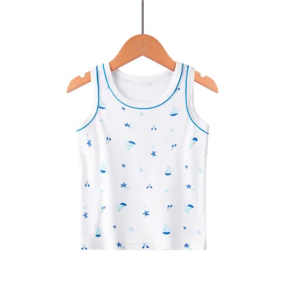 Unisex Kids Toddler Fashion Cotton Print Ribbed Thin Camisole Top Crew Neck Letter Pattern Knitted Vest