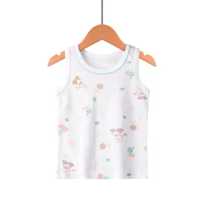 Unisex Kids Toddler Fashion Cotton Print Ribbed Thin Camisole Top Crew Neck Letter Pattern Knitted Vest