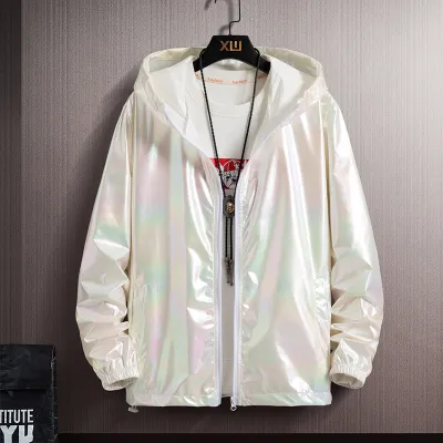 Men Casual Color Changing Gradient Hooded Loose Jacket
