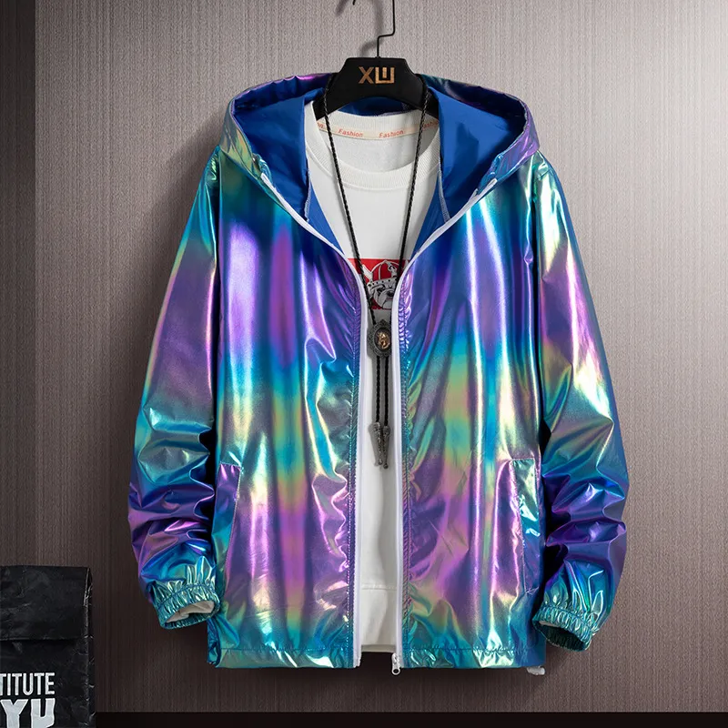 Men Casual Color Changing Gradient Hooded Loose Jacket