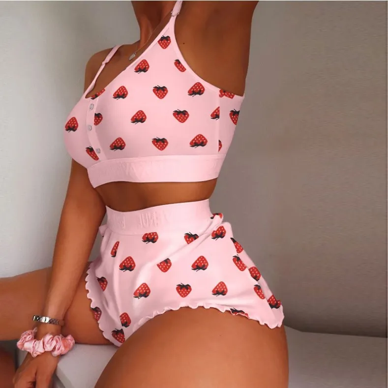 Women Edgy Casual Sleeveless Camisole And Shorts Pajamas Set