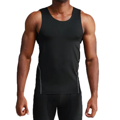 Men Casual Solid Color Side Stripe Tight-Fitting Quick-Drying Sweat-Wicking Running Sports Vest