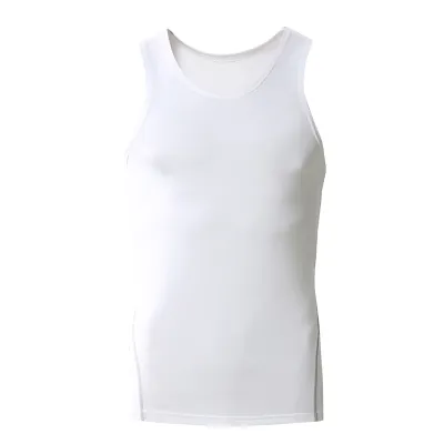 Men Casual Solid Color Side Stripe Tight-Fitting Quick-Drying Sweat-Wicking Running Sports Vest