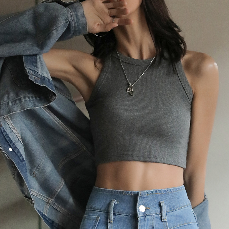 tシャツ W VINTAGE DYEING CROP SLEEVELESS レディース OEM-Cropped-Women-s-Solid-T-