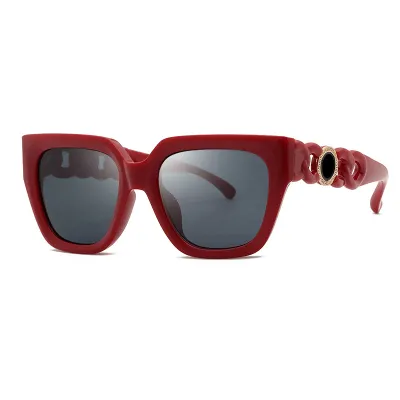 Unisex Fashion Square Frame Chain Temple Sunglasses With PC Lens
