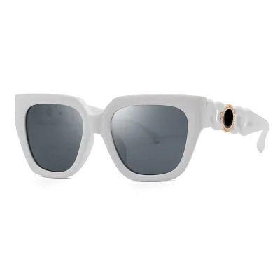 Unisex Fashion Square Frame Chain Temple Sunglasses With PC Lens