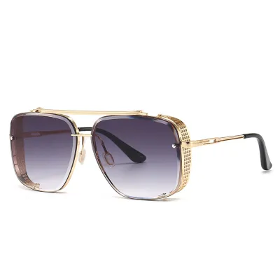 Unisex Square Metal Double Bridge Sunglasses