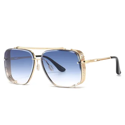 Unisex Square Metal Double Bridge Sunglasses
