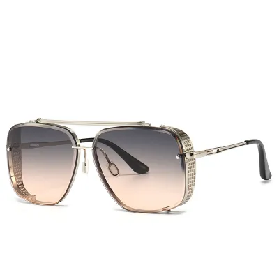 Unisex Square Metal Double Bridge Sunglasses