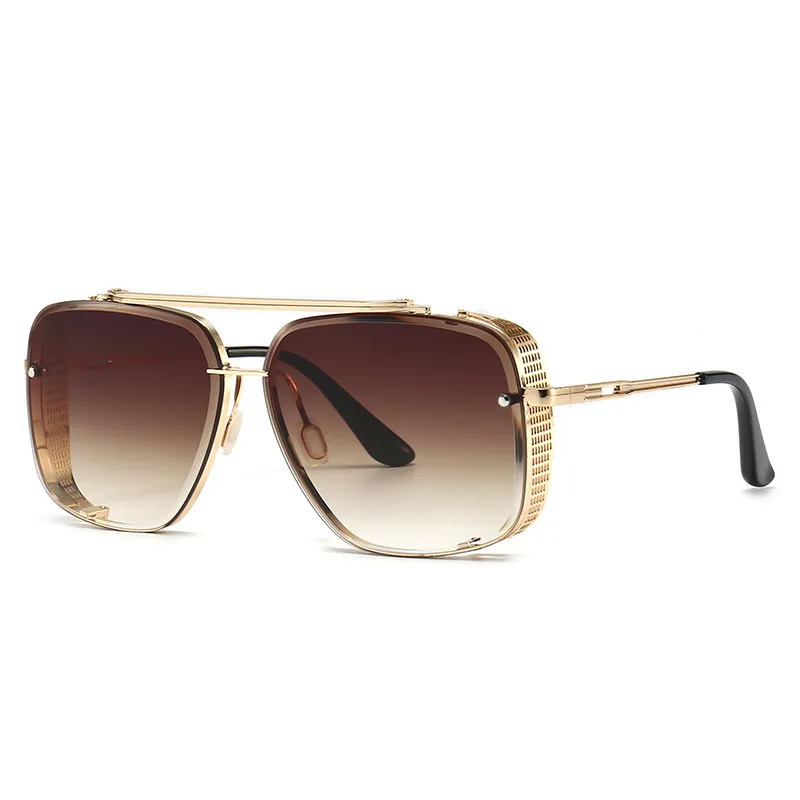 Unisex Square Metal Double Bridge Sunglasses