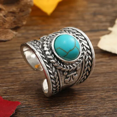 Unisex Fashion Green Wide Ring