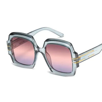 Unisex Square Frame Rice Nail Gradient Sunglasses PC Lens Accessories