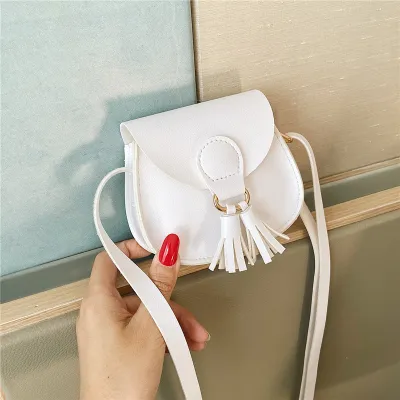 Kids Cute Princess Tassel Decoration Crossbody Bag PU Leather