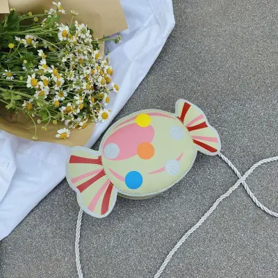 Kids Fashion Cute Candy Shape Tiger Pattern Crossbody Bag Mini PU Leather Toddler