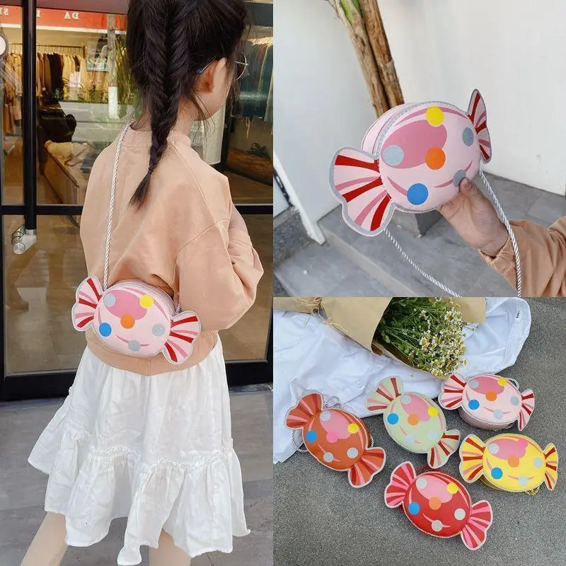 Kids Fashion Cute Candy Shape Tiger Pattern Crossbody Bag Mini PU Leather Toddler