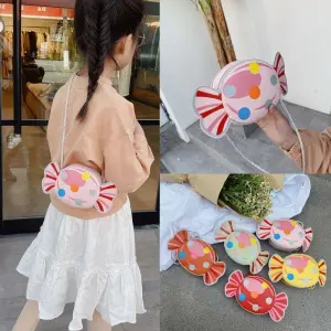 Kids Fashion Cute Candy Shape Tiger Pattern Crossbody Bag Mini PU Leather Toddler