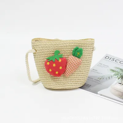 Kids Strawberry Crochet Crossbody Bag Cartoon Strawberry Radish Star Toddler Mini
