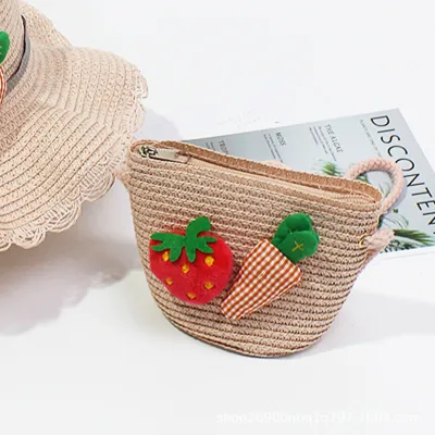 Kids Strawberry Crochet Crossbody Bag Cartoon Strawberry Radish Star Toddler Mini